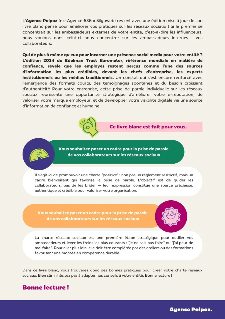Page 2 du livre blanc sur pour faire des vos collaborateurs des ambassadeurs sur les réseaux sociaux - Édition 2025