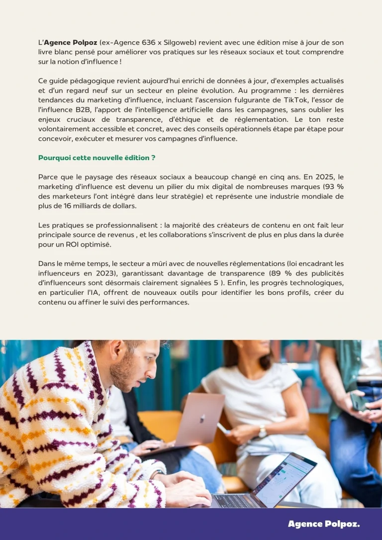Page 2 du livre blanc sur l'influence et les réseaux sociaux - Édition 2025