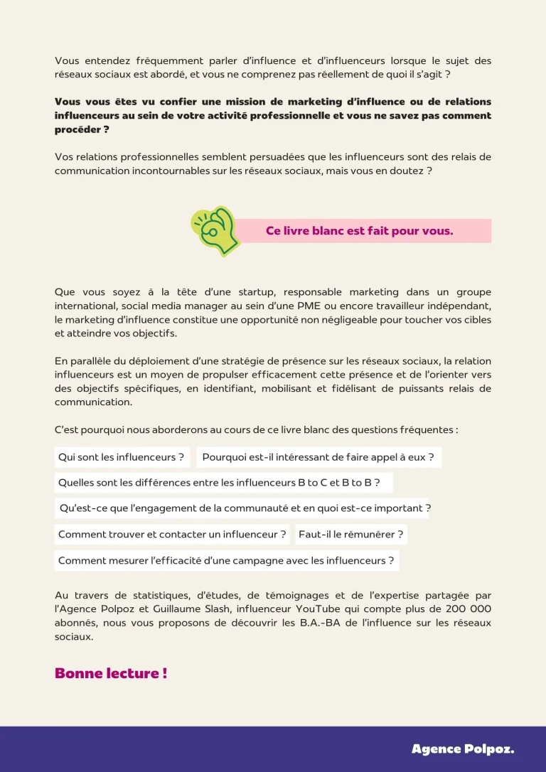 Page 3 du livre blanc sur l'influence et les réseaux sociaux - Édition 2025